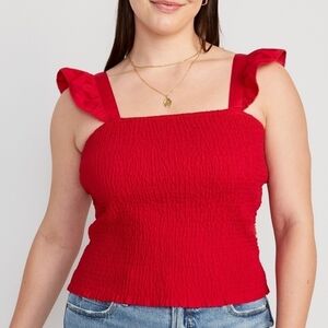 XXL - Old Navy | Fitted Ruffle-Strap Smocked Cropped Top